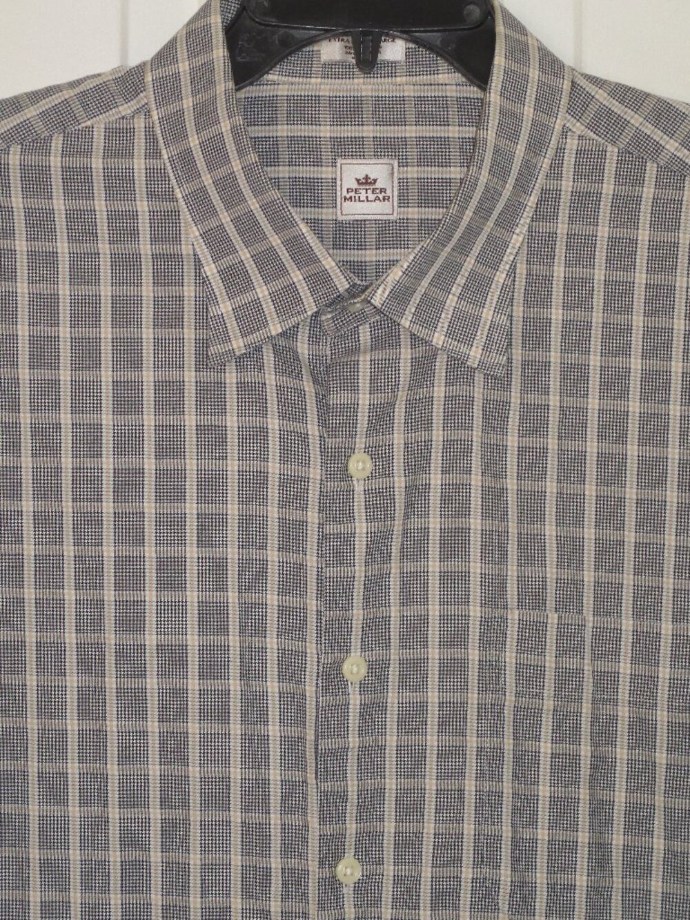 Peter Millar Mens L/S Gray Tan Cotton Button-down Dress Shirt- Size 19/36 or XXL